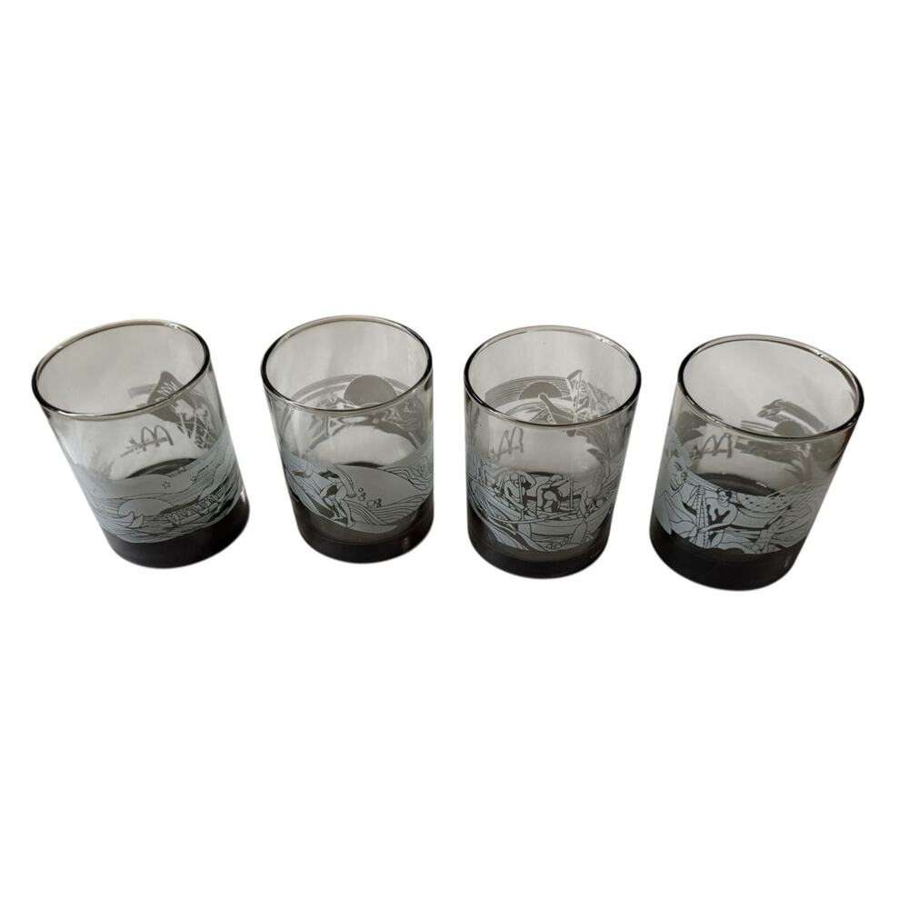 VTG McDonald's Hawaii Smoked Black Glasses (4) Surfing‎ Sailing Boating Fishing
